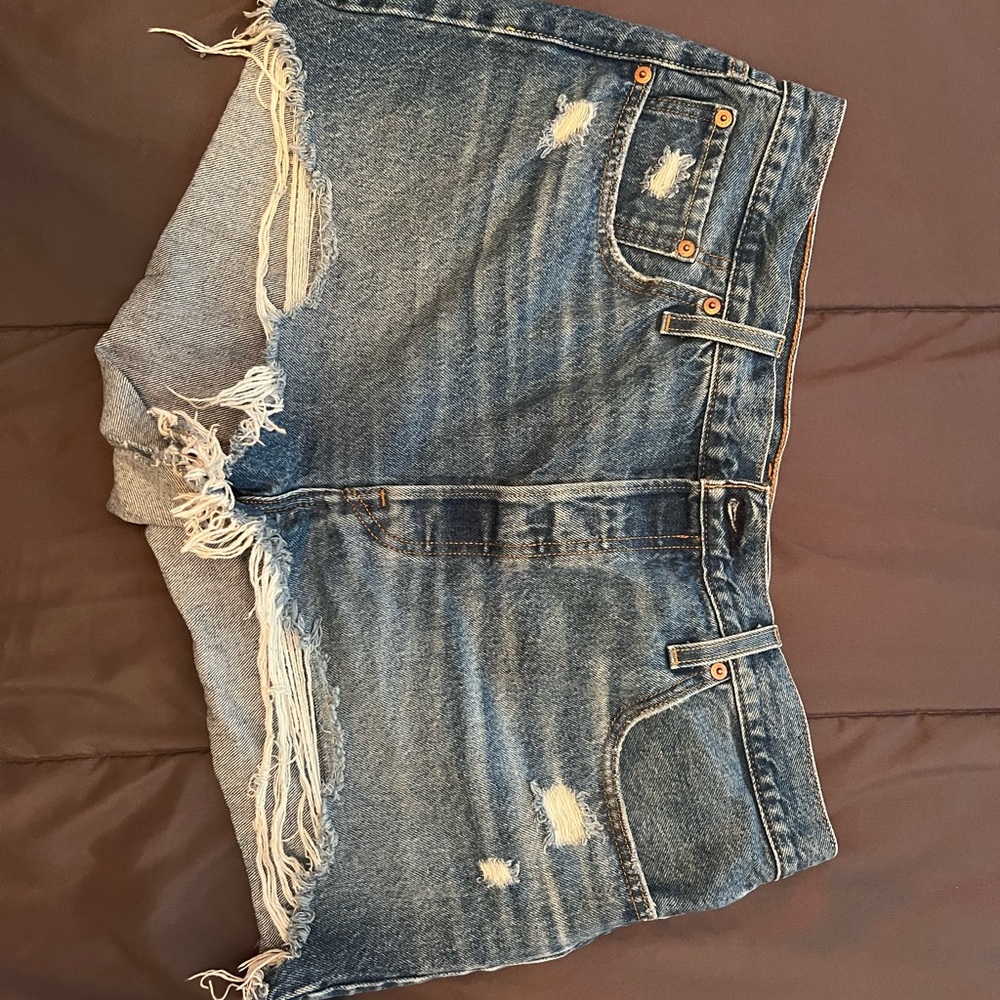 Levi's Blue Distressed Jean Shorts
